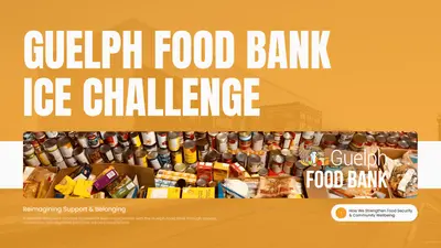 Guelph Food Bank ICE Challenge banner for WCDSB SHSM students reimagining support and belonging