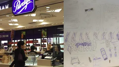 Students presenting design thinking proposals for Purdys Chocolatier at SHSM workshop