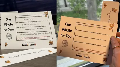 One Minute for You educator reflection postcard from LearnIt Solutions