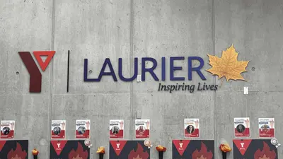 BHNCDSB students presenting Youth Wellness Hub pitches at Wilfrid Laurier University Brantford